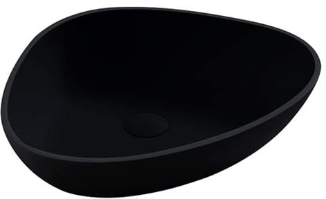 StoneArt Waschbecken Mineralguss Aufsatzwaschbecken Waschtisch Handwaschbecken Waschschale für Bad und GÄSTE WC LC154 56x43cm schwarz matt
