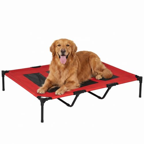 PawHut Raised Dog Bed Cooling Elevated Pet Cot XX Large Red 122x92x23cm