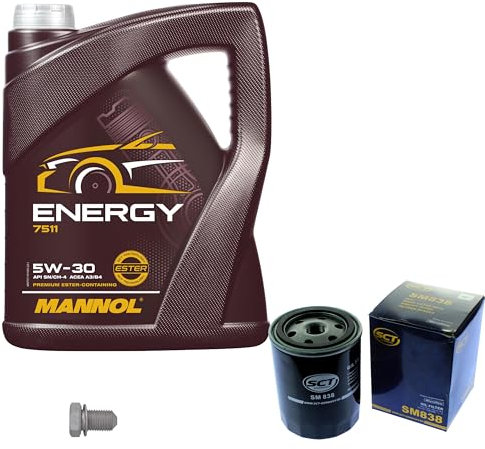 Inspektionspaket Wartungspaket Filterset mit 5 L Motoröl Energy 5W-30, Ölfilter, Verschlussschraube