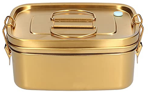 Lunchbox 304 Essgeschirr Edelstahl Tragbar mit Behälter 2-lagiges Behälterglas für 1,5 L (Gold)