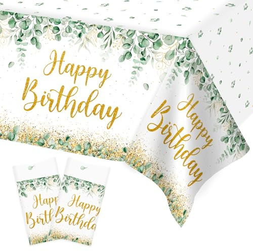 Heboland 2pcs Nappe Anniversaire Vert, Neutre Nappe Verte Sauge 137 x 274cm Nappe Verte Jetable Rectangulaire Plastique pour Decoration Anniversaire Fête Garçon Fille