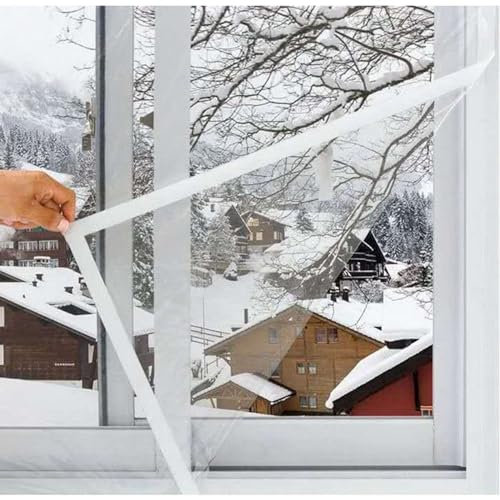 AiChen-Aislamiento Ventanas50x105cm(19.8x41.3in)-PelíCula Transparente De Grosor Se Pueden Ventilar Reutilizable DIY,White