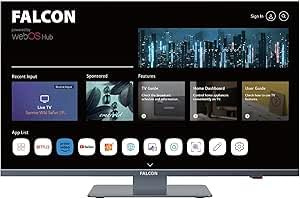 Falcon 19 inch TV WebOS SMART TV Wifi Camping – 12V/24V, Integrated DVD Player, Bluetooth 5.0, USB, Streaming, Freeview, Netflix, Prime Video, pitch perfect Television for Campervan, Motorhome IPTV