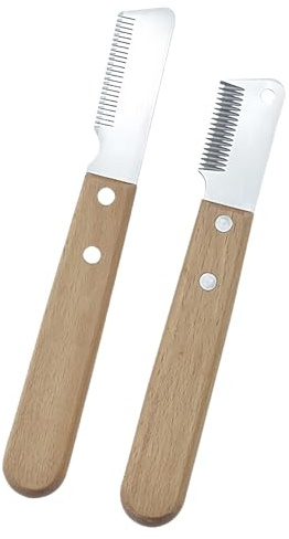 LEKEFETO Lot de 2 couteaux de toilettage pour chien : couteau de coupe professionnel, manche ergonomique utilisé pour chien et chat