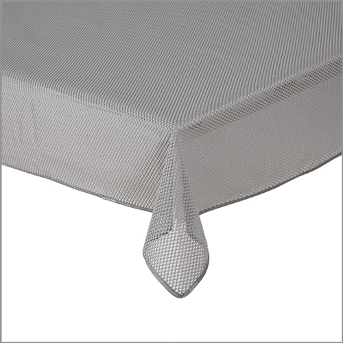 Tischdecke Gartentischdecke Karo Hellgrau 130x160 cm Outdoor Weichschaum PVC rechteckig Terrasse Garten rutschfest wetterfest