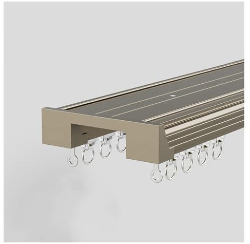 Gardinenleisten 2 läufig Für Fenster, Vorhangschiene Deckenmontage, Schwerlast-Vorhangstange Für Wohnzimmer, Schlafzimmer, Raumteiler (Color : Champagne, Size : 6m(4 * 1.5m))
