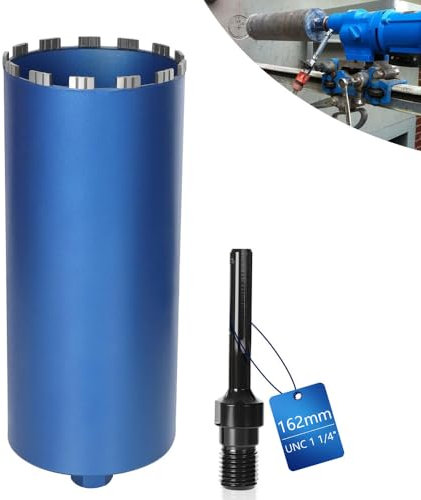 Corona diamantata fresa a tazza per trapani a carotaggio incl. turbo 10 mm, L 460mm | Ø162 mm | Adattatore SDS-MAX | 1 ¼ pollici UNC | Corona per foratura a umido e a secco Carotatore saldato al laser