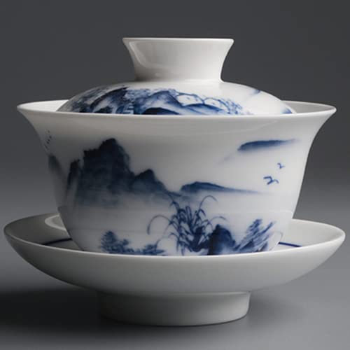 Kung Fu Teeschale, 170 ml, Jingdezhen Teetasse, handbemalt, blau-weißes Porzellan, Kung Fu Teeservice