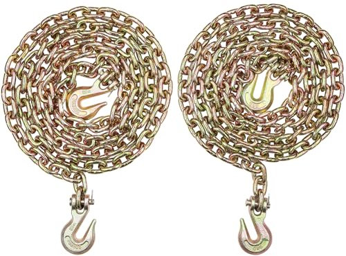 VEVOR G80 Transport Binder Chain, 5/16 x 10.3' 2-Pack Tow Chain with Clevis Grab Hooks, 4900 lbs Safe Working Load, Heavy Duty Logging Chain for Transporting Towing Truck Tie Down Binding Equipment