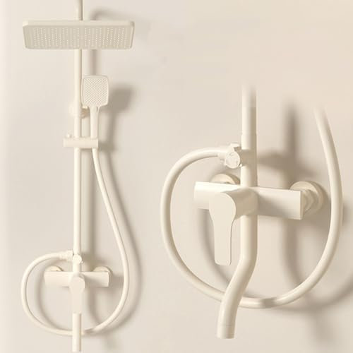 BiaoTeng Colonne de Douche avec Mitigeur pour Baignoire Monocommande Robinet de Baignoire Ensemble de Douche Mural Set de Douche Blanc