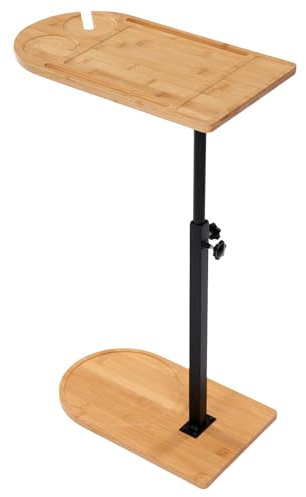 Qussse Beistelltisch bis 40kg, C-förmig Sofatisch, 360° Drehbare Kaffeetisch, Höhenverstellbarer 42-82cm, Couchtisch für Flure Wohnzimmer Schlafzimmer Büros