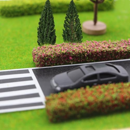 Árbol modelo en miniatura, 9 tiras de arbustos en miniatura y 6 árboles modelo, decoración de césped de simulación de paisaje de plástico