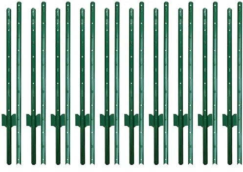 ARIFARO Zaunpfosten 185cm Robuste Metallpfosten Zusammensetzbar, Packung mit 10, Kein Graben Garten U-Pfosten für Drahtzaun Stahlpfosten für Hof, Outdoor-Draht