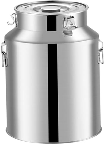 Stainless Steel Milk Can, 5L Large Stainless Steel Bucket with Lid, Wine Bucket with Handle and Buckle, Oil Container for Liquid Storage and Transport