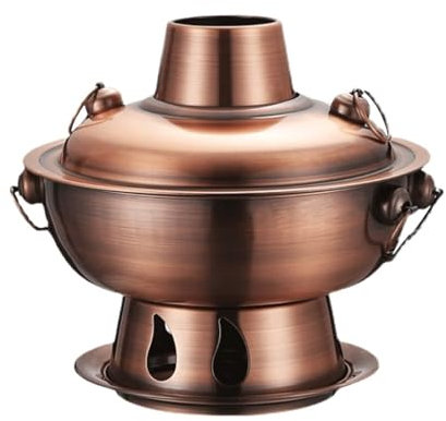 MEIZHITU Pentola Calda Cinesi Pentola Calda in Acciaio Inossidabile Pentola Calda A Carbone Pentola Calda in Rame Pentole Antiche di Pechino Adatto per La Cena Familia(Copper,28cm)