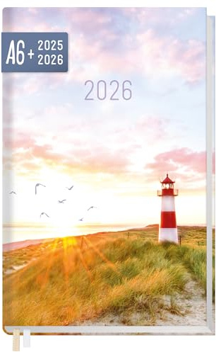 Häfft® Chäff-Timer Mini Taschenkalender 2025/2026 A6+ Leuchtturm Terminplaner klein, Laufzeit Jul 2025 - Dez 2026, 1 Woche auf 2 Seiten- nachhaltig & klimafreundlich