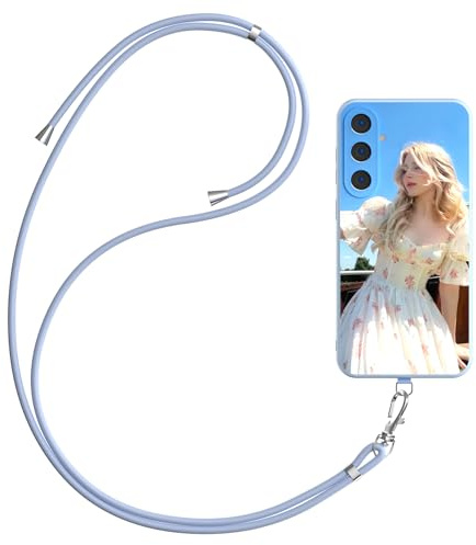 DCPPCY Handykette Personalisierte Handyhülle für Samsung Galaxy S24 5G, Selbst Gestalten Hülle mit Handyband Kette, TPU Custom handyhülle mit Foto Bild Text, Hülle mit Eigenem Foto (Mehrfarbig)