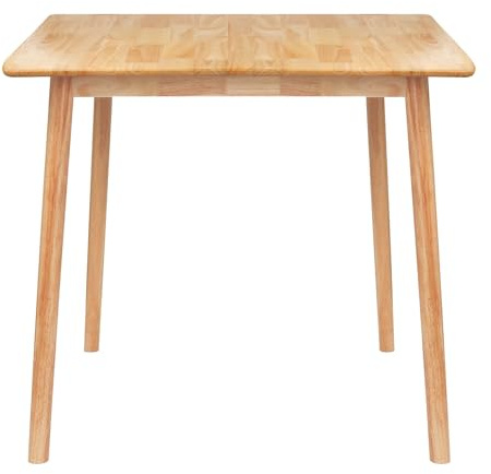 Nicholas Winter Square Wooden Dining Table - 90cm x 90cm - Natural - 1x 4 Seater Small Rustic Kitchen Dining Room Solid Wood Rubberwood Dinner Bistro Furniture with 4 Legs