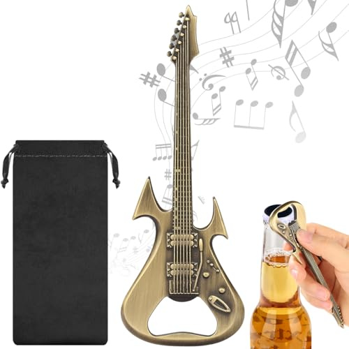 Décapsuleur de guitare en bronze, décapsuleur de bouteille de bière en forme de guitare, excellent cadeau pour les amateurs de guitare électrique, cadeau de Noël, outil de bar à domicile