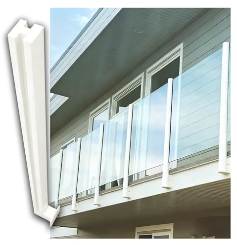 Ringhiera Vetro Scale Interne Esterni Kit Completo per balaustra in Vetro Bianco, Balcone/Patio/Portico Pannelli Antivento per Esterni, Colonna per parapetto(White Mid Post,H 65cm/25.6in)