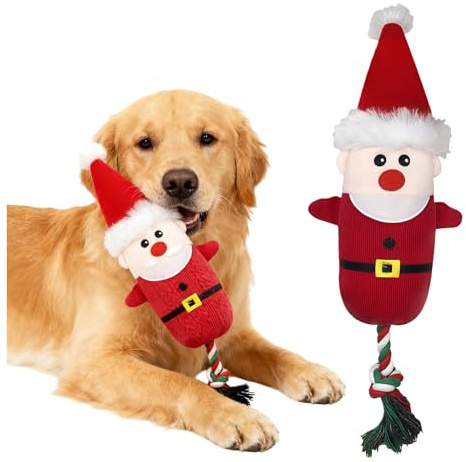 PIujsym Hundespielzeug Weihnachten, Kauspielzeug Hunde, Robustes & Interaktives Spielzeug für kleine bis große Hunde, Quietschendes Spielzeug zur Zahnreinigung, Ideal Dog Toys Geschenk zu Weihnachten