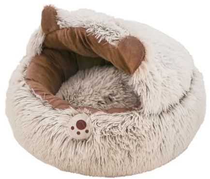 Cuccia per gatti con interno in peluche, posto per dormire per gatti, funzione inferiore antiscivolo, facile da lavare, comodo accessorio per animali domestici, semi chiuso per dormire e riposare