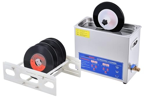 Ultraschall-Schallplattenreinigungsgerät, 180 W, Edelstahl-Schallplattenwaschanlage mit Trockengestell, 6,5 l Fassungsvermögen, zur Reinigung von Schmuck, Brillen und optischen Teilen