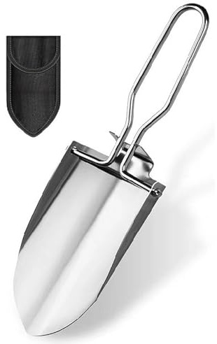 Robuste Klappspaten Mini Gartenschaufel aus Edelstahl, Faltbare Handschaufel mit Gürteltasche, Vielseitig Einsetzbare Überlebensschaufel für Camping, Gartenarbeit, Outdoor-Aktivitäten