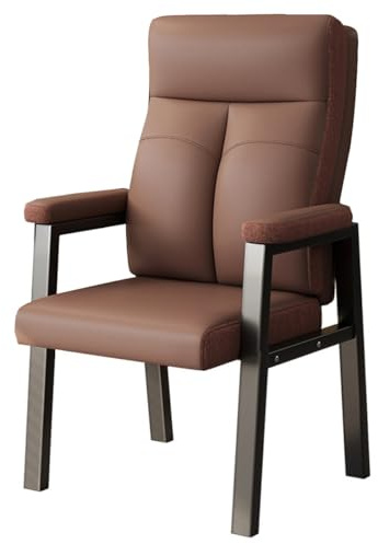 Kontorsstol Med Armstöd Ergonomisk Accentstol Med Metallben Matstolar Med Ryggstöd Bekväma Lässtolar För Vardagsrum, Sovrum Och Reception(Bruin,B)