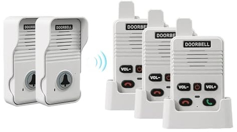 gdsDEs Campanello citofono duplex vocale wireless for casa 200M con batteria ricaricabile Citofono for appartamento in fabbrica Ufficio(2 and 3 White)