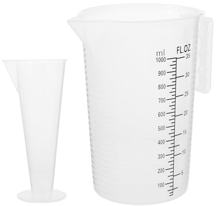 Adorainbow 2 Stroke Oil Mixing Bottle 2Pcs Kitchen Measuring Cups with Scale, PP Material, 100Ml and 1000Ml Capacity, Convenient to Use and Easy to Control Dosage for Baking and Cooking
