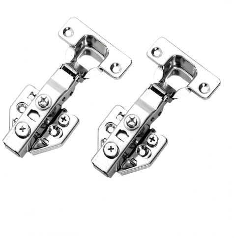 2 Pcs Soft Close Kitchen Cupboard Hinges, 110 Degree Full Overlay Cabinet Hinges for Kitchen Cupboard Doors, Wardrobe & Wooden Furniture, with Mounting Screws & Repair Plate