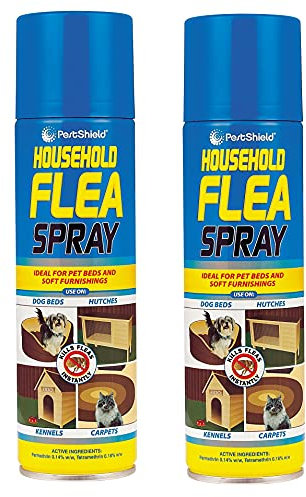 Flea Spray Flea & Larvae killer Cat Dog Pets Bed Carpet Home 200 ml cans (2 X cans)