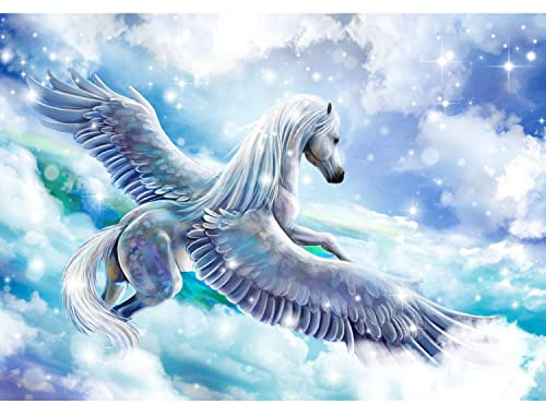Runa Art Fototapete Pferd Pegasus Modern Vlies Wohnzimmer Schlafzimmer - Made in Germany - 308 x 220 cm Blau 9407010a