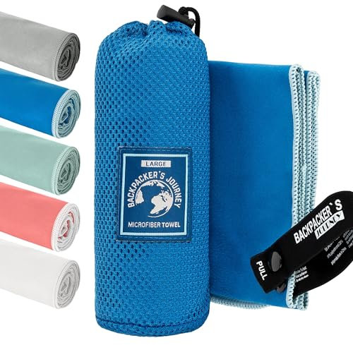 Backpacker's Journey asciugamano microfibra in S M L XL. Set di asciugamani microfibra Mare, ad asciugatura rapida, assorbenti e antibatterici