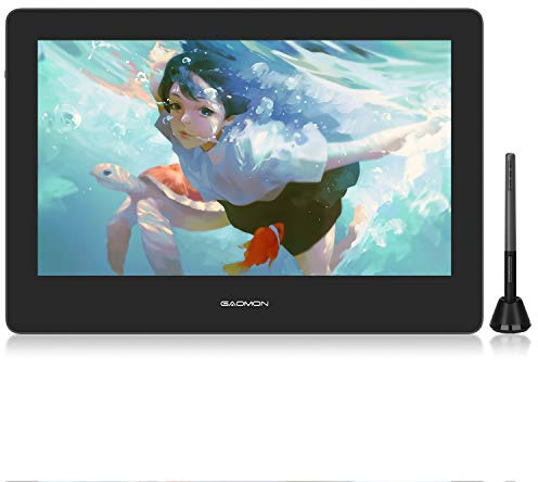 GAOMON PD1320 Grafiktablett mit Display, 13.3 Inch Full Laminated 120% sRGB Graphics Monitor with Tilt Support for Artists, Design, Animation, Compatible with Windows/Mac/Android,Grau