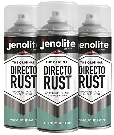 JENOLITE- Directorust Rostschutzfarbe. Multifuntions Sprühfarbe für verschiedene Oberflächen. Farbe: Turquoise Satin. Inhalt: 3x 400ml