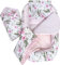 Medi Partners 5 teilig Babynestchen Set Babynest 100x60x15 herausnehmbarer Einsatz Bett Kuschelnest Krabbeldecke Babys Neugeborene 100% Baumwolle (Blument mit Hellrosa Minky)