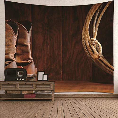 Banemi Teppich Schlafzimmer, Wandteppich Groß Braun Stiefel und Seile Polyester Wandteppich Wanddeko für Wohnheim 210x140CM