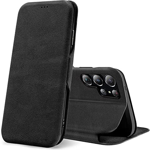 CoolGadget Flip Case Handy für Samsung Galaxy S22 Ultra Shell Flip Case, dünne Business Klapphülle mit Magnetverschluss & Kartenfach, kompatibel mit Samsung Galaxy S22 Ultra (6,8 Zoll), Schwarz