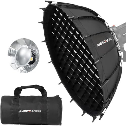 AMBITFUL 80cm /31.5'' Studio Silver Wide Angle Beauty Dish Honeycomb Grid Bowens Mount for for Photography Studio Flash Head and Monolight