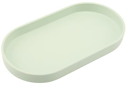 VCREATC Grünes kleines Tablett (25,4 cm), ovales Tablett für Küchentheke, Badewanne, Badezimmer, Waschtischartikel, Arbeitsplatten-Organizer, Kaffeezubehör, Bar, Serviergewürze, Salz und Pfeffer, | Kleines Serviertablett für Küchenarbeitsplatte, Schminkartikel, Kaffeezubehör, Bar, Gewürze, Salz und Pfeffer, Seife, Parfüm