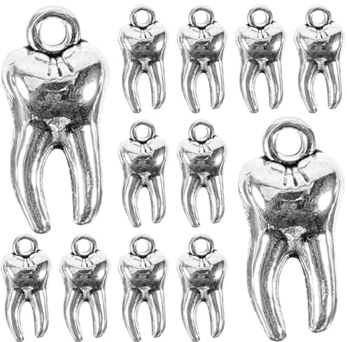 LIFKOME Zahnanhänger 50 Stück Mit Aufhängering Für Diy Schmuckherstellung - Leichte Künstliche Zähne Charms Für Halsketten Armbänder Und Schlüsselanhänger