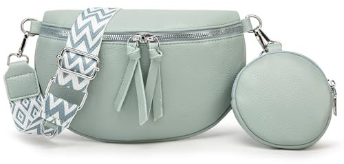 YUHONLNOR Crossbody Bag Damen Breiter Gurt Bauchtasche UmhäNgetasche Handtasche Moderne Taschen Mit MüNze (grün)