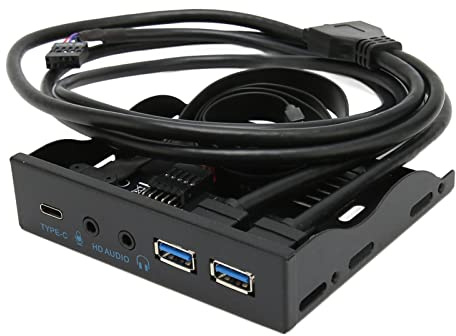 VBESTLIFE Hub USB C à Panneau Avant de 3,5 Pouces, USB 3.2 10 Gbit/s, avec Hub USB 3.0 à 2 Ports 20 Broches et Interface Audio 3,5 Mm, pour Win7, 8, 10, 11