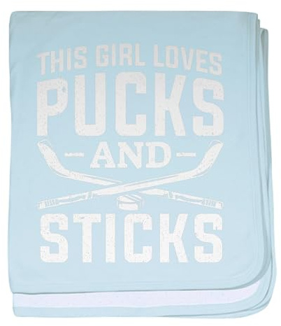 CafePress Women This Girl Loves Pucks and Stick Baby Blanket, Super Soft Newborn Swaddle