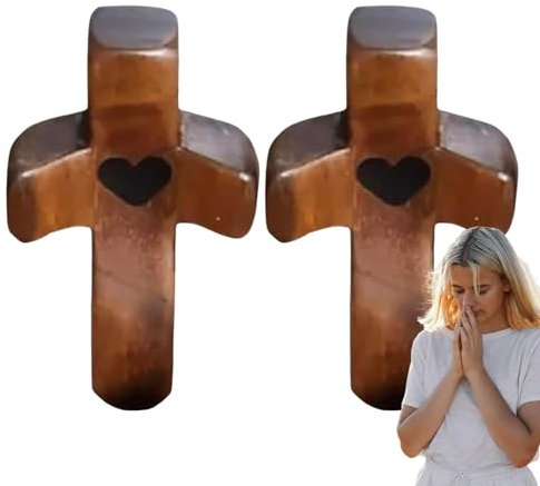 Geschnitztes Holzkreuz, Handheld Comfort Holzkreuze, Handgeschnitztes Liebeskreuz Aus Mit Herzen, Klein Motivationsgeschenke, Ermutigungsgeschenk Für Freunde, Beten, Familie, Umarmen