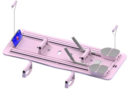 XCSCUK Pilates Reformer-Gerät für das Fitnessstudio zu Hause, faltbares multifunktionales Bauchbrett, Ab-Roller-Trainingsgerät mit Widerstandsband (Pink)