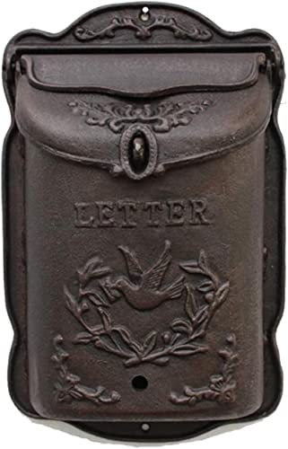 YBVBCXCB Boîte aux Lettres verrouillable, boîte aux Lettres en Fonte avec Poteau, boîte Postale de Cour rétro Classique Antique