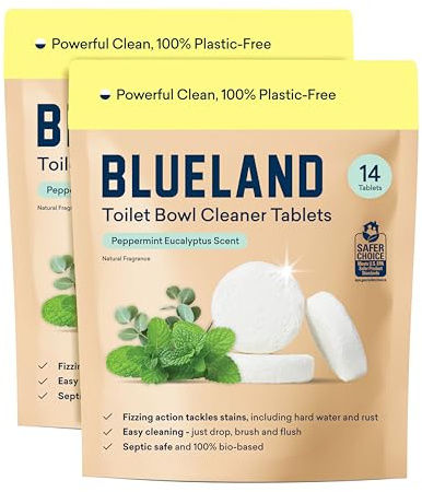 BLUELAND 100% Plastic Free Toilet Bowl Cleaner Tablets 28 Count, Eucalyptus